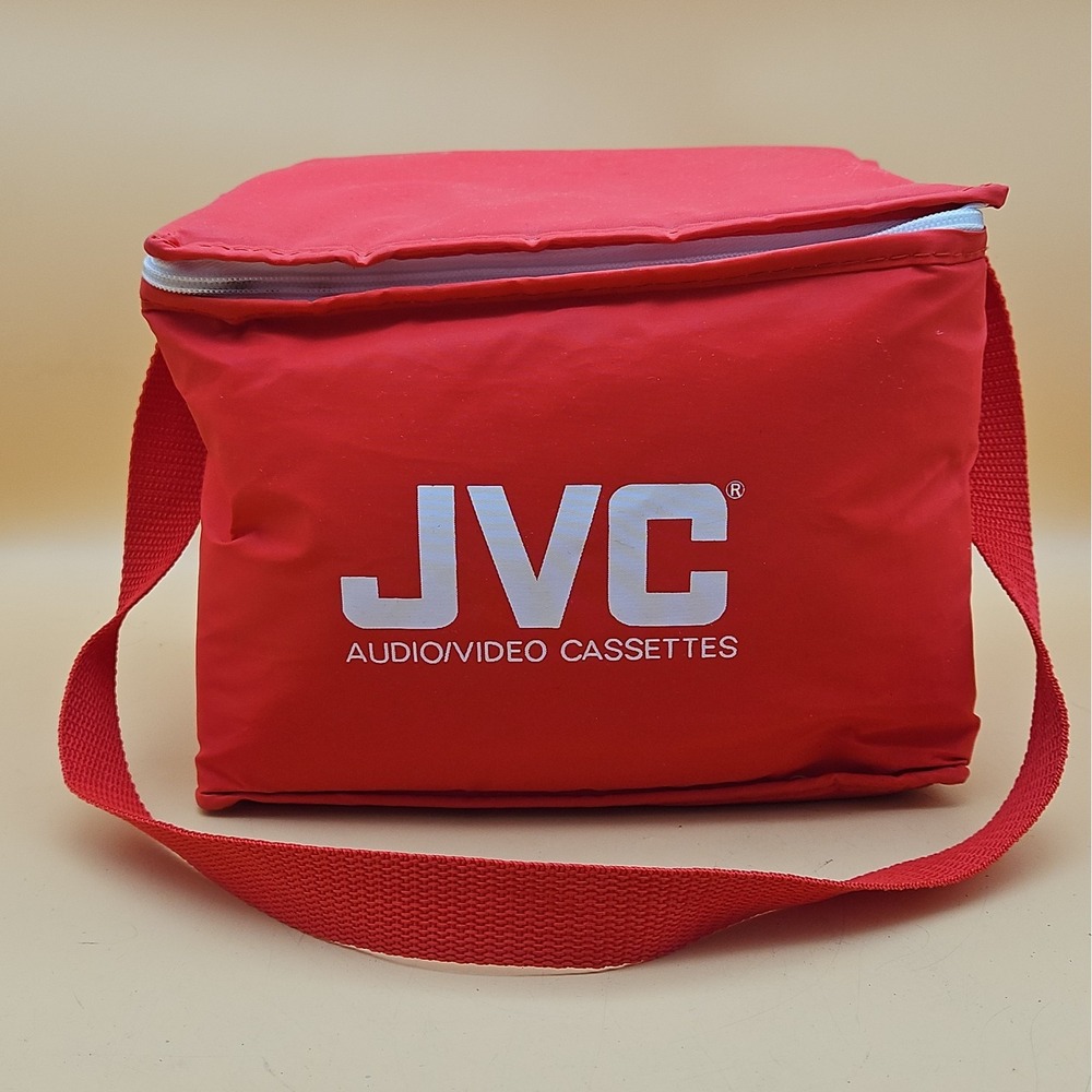 Vintage JVC Audio Video Cassettes Lunch Bag Red Insulated Cooler Lunchbox